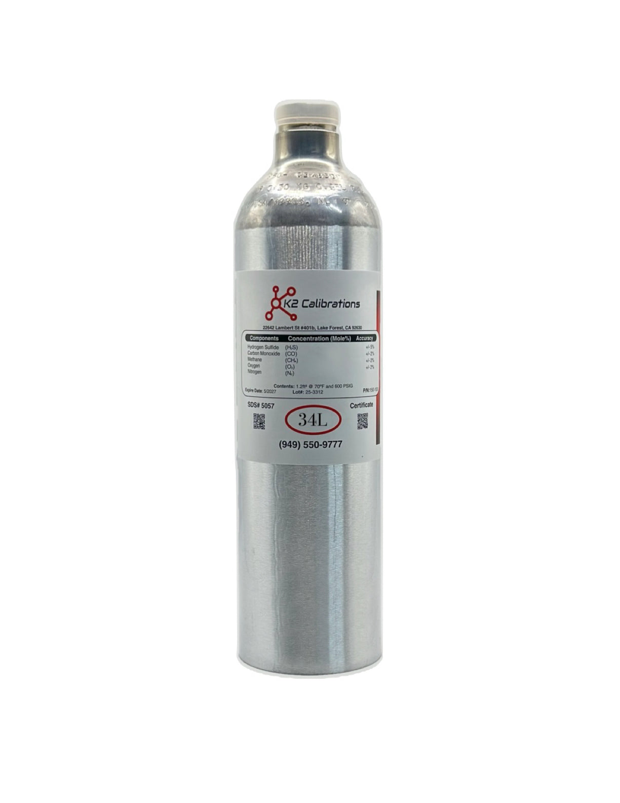 K2 Calibrations: BW Technologies Equivalent 4-Gas Calibration Gas Mix | 155-5300